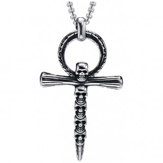 Pendentif Ankh gothique � cranes empil�s en acier