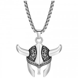 Pendentif casque celtique � cornes en acier
