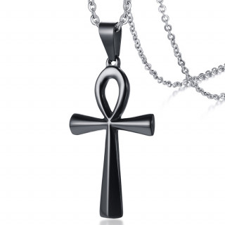 Pendentif croix �gyptienne (�nkh) noire en acier