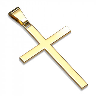 Pendentif croix latine dor�e en acier