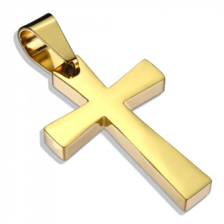 Pendentif croix petite latine en acier dor� IP