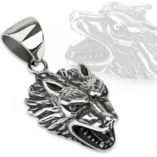 Pendentif gothique en acier loup f�roce