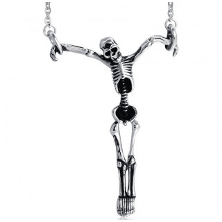 Pendentif gothique � squelette prisonnier oubli� en acier