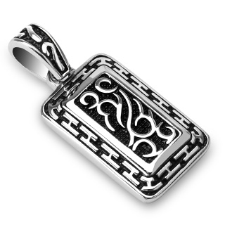 Pendentif homme en acier � motifs en H et arabesques