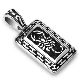 Pendentif homme en acier � motifs en H et scorpion