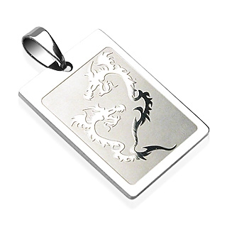 Pendentif homme en acier carte dragons