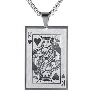 Pendentif homme acier carte roi de coeur