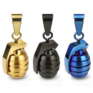 Pendentif homme en acier grenade couleur unie