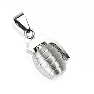 Pendentif homme en acier grenade silver