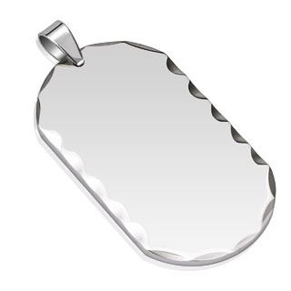 Pendentif homme en acier plaque � bords poin�onn�s