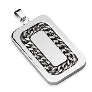 Pendentif homme en acier plaque � chaine ins�r�e