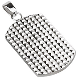 Pendentif homme en acier plaque � reliefs pyramides