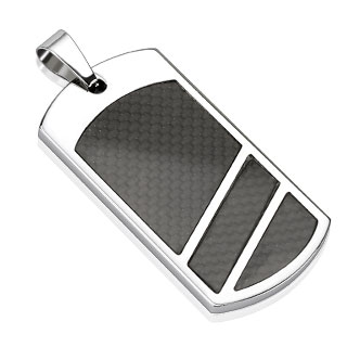 Pendentif homme en acier plaque avec fibre de carbone et diagonales