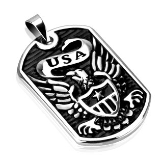 Pendentif homme en acier plaque USA avec aigle