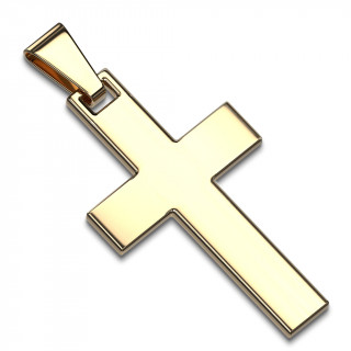 Pendentif homme croix latine en acier dor� par ionisation