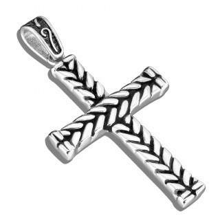 Pendentif homme croix style �pi en acier