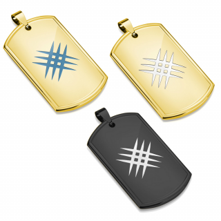 Pendentif homme plaque avec griffures crois�es