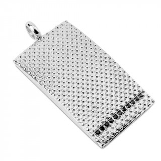 Pendentif homme plaque pict�e � pierres noires