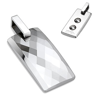 Pendentif homme tungst�ne plaque large facett�e