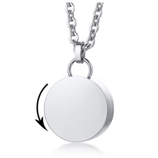 Pendentif m�daillon rond acier d�vissable (urne)