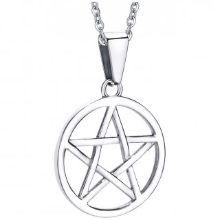 Pendentif pentacle en acier (avec cha�ne)