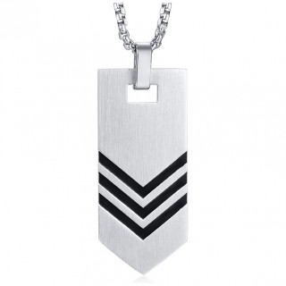 Pendentif plaque � 3 chevrons style militaire en acier