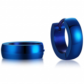 Petites cr�oles homme bleues en acier (paire)