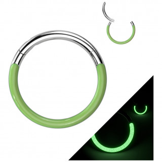 Piercing anneau Titane � arc phosphorescent Vert (septum, daith, h�lix...)