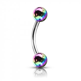 Piercing arcade � boules aspect m�talique - Arc en ciel