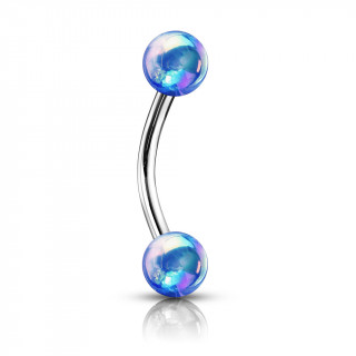Piercing arcade � boules aspect m�talique - Bleu