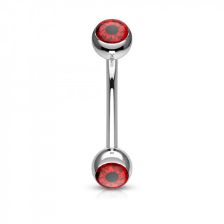 Piercing arcade acier � oeil humain - Rouge