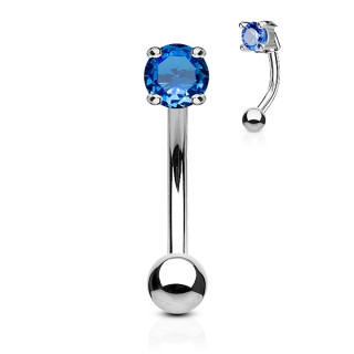 Piercing arcade / banane acier � pierre bleue