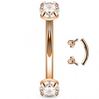 Piercing arcade cuivr� � embouts strass (filetage interne)