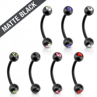 Piercing arcade en acier noir mat � boules serties
