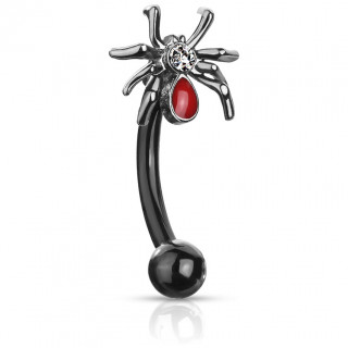 Piercing arcade noir Araign�e � abdomen rouge