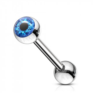 Piercing barbell acier � oeil humain - Bleu