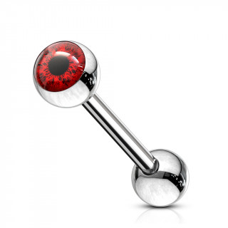 Piercing barbell acier � oeil humain - Rouge