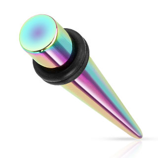 Piercing �carteur tapers arc en ciel titanium en acier plaqu� IP