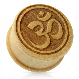 Piercing �carteur type plug en bois beige avec symbole Ohm