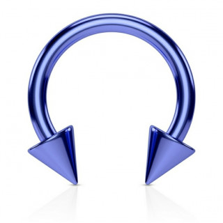 Piercing fer � cheval bleu IP � pointes