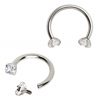 Piercing fer � cheval � embouts zirconiums (filetage interne)