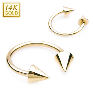 Piercing fer � cheval � pointes en or jaune 14 carats
