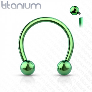 Piercing fer � cheval Titane boules � filetage interne - Vert