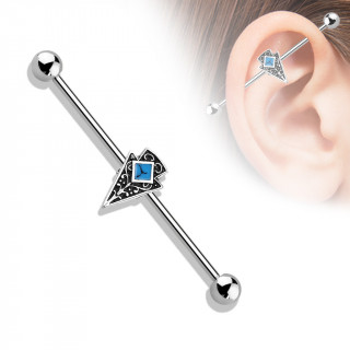 Piercing industriel � pointe de fl�che �maill�e turquoise