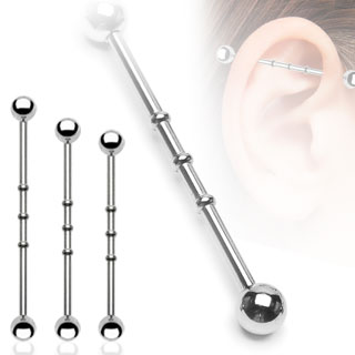 Piercing industriel � boules et barre perl�e