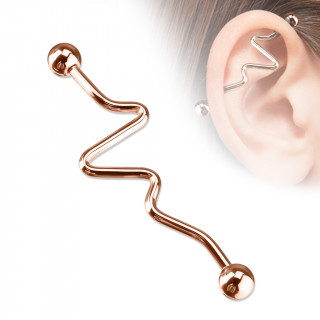 Piercing industriel cuivr� � barre tordue en zigzag