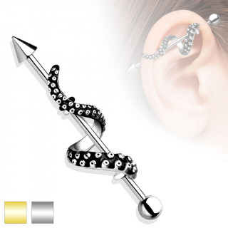 Piercing industriel en acier avec tentacule enroul� autour