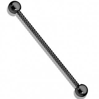 Piercing industriel en acier twist� style corde - Noir