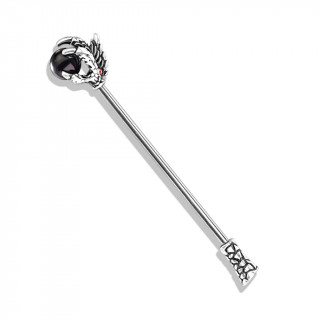 Piercing industriel � griffes de dragon et orbe noir