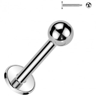 Piercing labret acier inoxydable � boule (base large de 5mm)